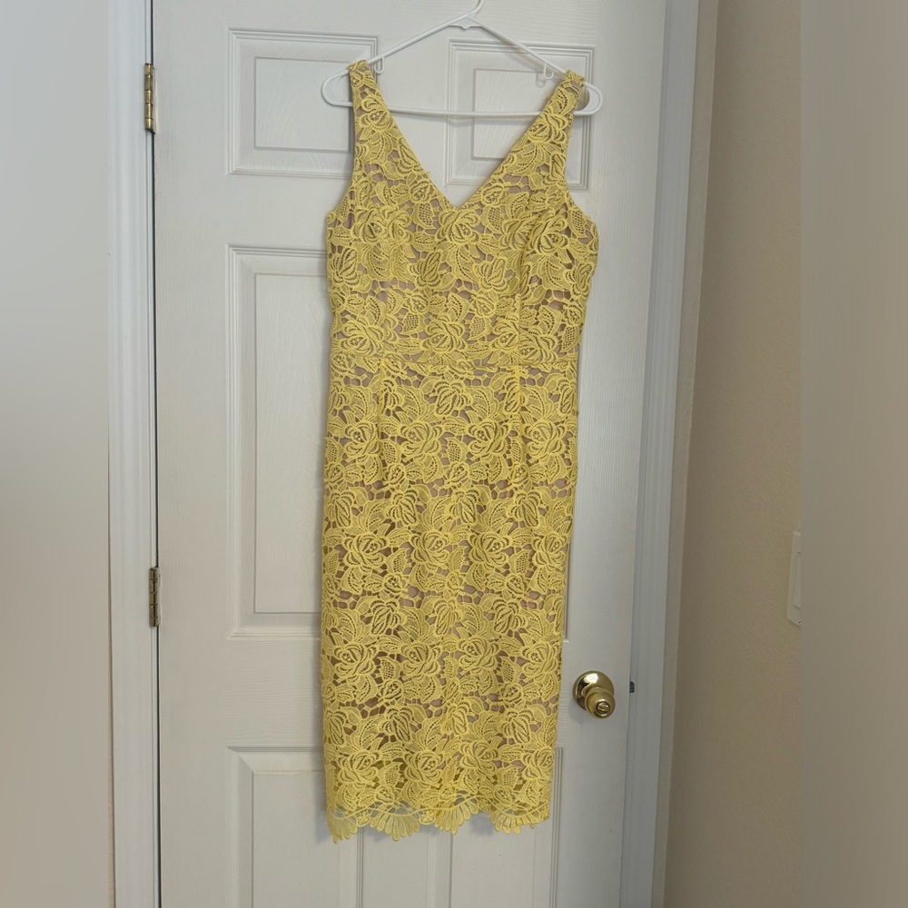 Yellow Marina Midi Lace Dress